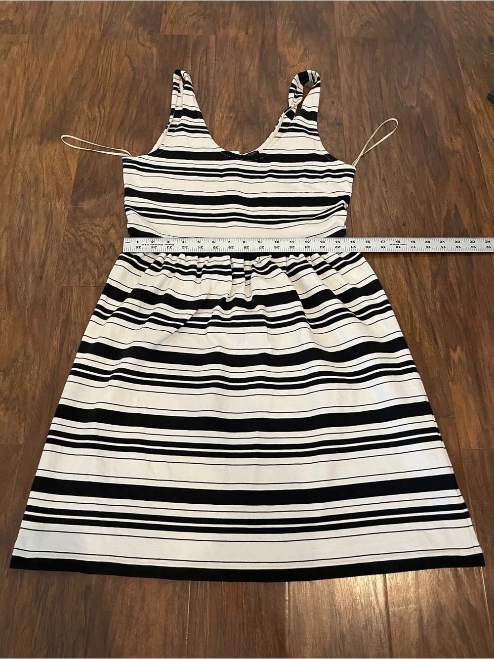 J. Crew Villa Dress – Black & White Striped – Sleeveless – Size Medium